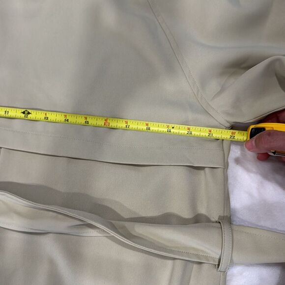 AVEC LES FILLES Women Trench Coat Long Maxi Khaki Tan Green Large Belted - Picture 7 of 16